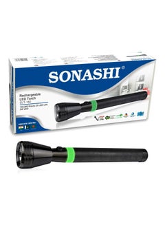 SONASHI Rechargeable LED Torch  Bright Flashlight 4000mAh Battery  34 Hours Continuous Working  Ideal for Indoor and Outdoor Activities  Hyper Bright Light with Unbreakable Glass SLT-182 Black/Green 26cm  - Image 2
