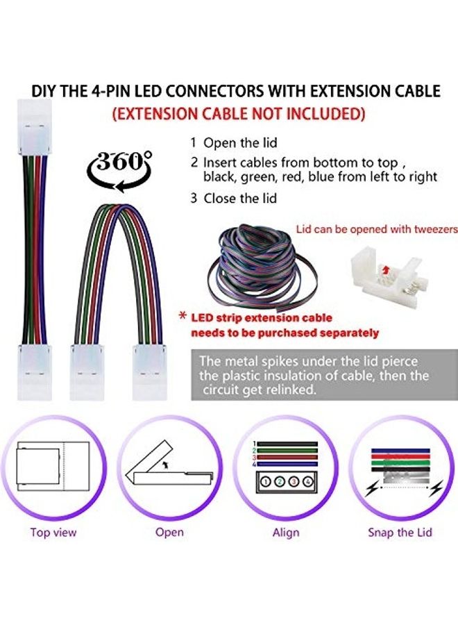 ماركة غير محددة طقم موصلات شريطية LED مقاس 10 مم مكون من 10 قطع أبيض  - Image 5