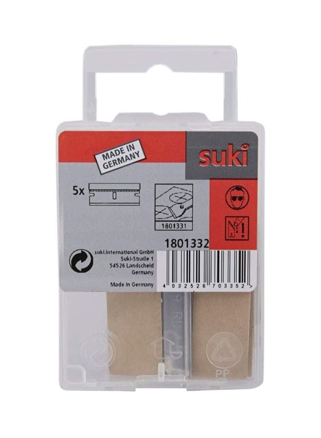 suki 5-Piece Spare Blade For Glass Scraper Silver 3.7x2.4inch 