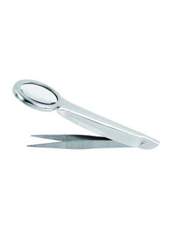 Tactix Tactix Magnifying Tweezers, Splinter Tweezers Forceps with Magnifying Glass, 25mm Lens and 75mm Stainless Steel Handle, Portable Repairing Loupe Tool- 545007 Silver  - Image 1