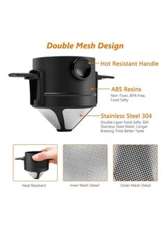 Generic Pour Over Double Mesh Coffee Filter Black/Silver  - Image 3