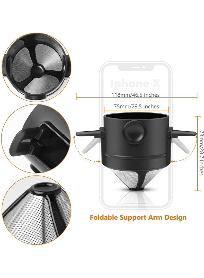 Generic - Pour Over Double Mesh Coffee Filter Black/Silver - Image 1
