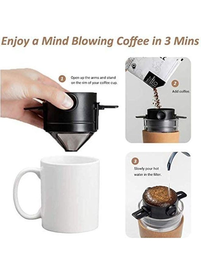 Generic - Pour Over Double Mesh Coffee Filter Black/Silver - Image 1