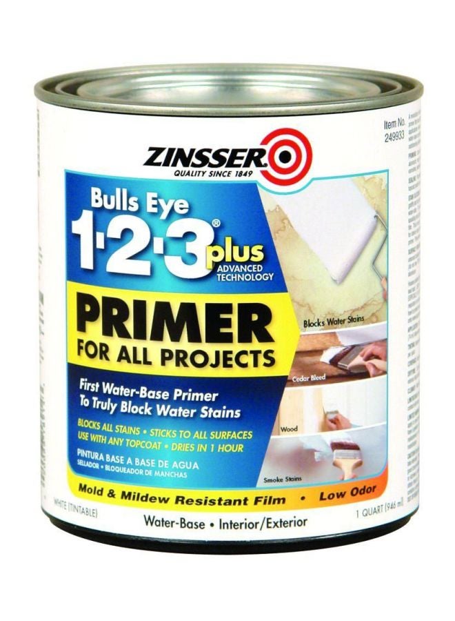 RUST-OLEUM - Zinsser Bulls Eye 1-2-3 Plus Primer White 946ml - Image 1