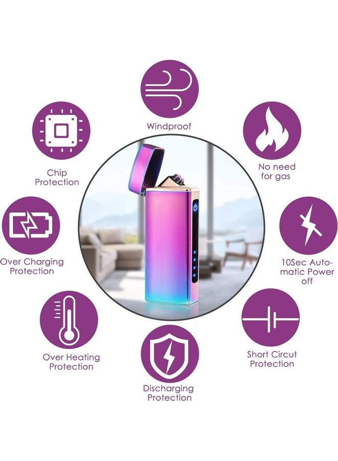 USB Rechargeable Multifunctional Electric Lighter Pink/Blue - Image 2