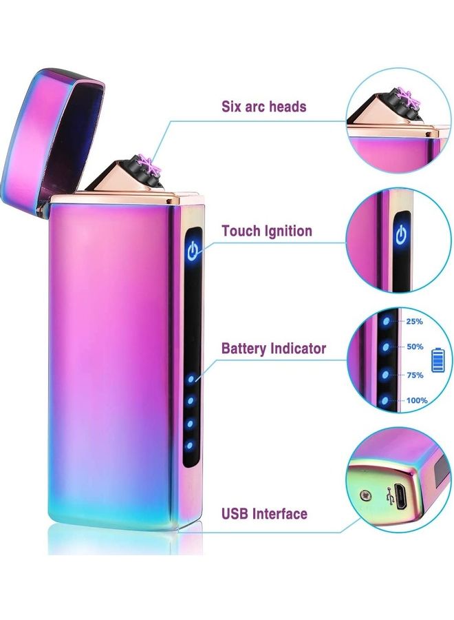 USB Rechargeable Multifunctional Electric Lighter Pink/Blue - Image 3