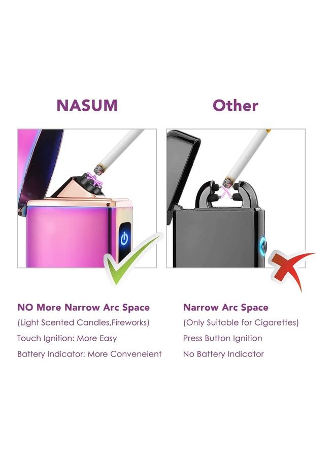 USB Rechargeable Multifunctional Electric Lighter Pink/Blue - Image 5