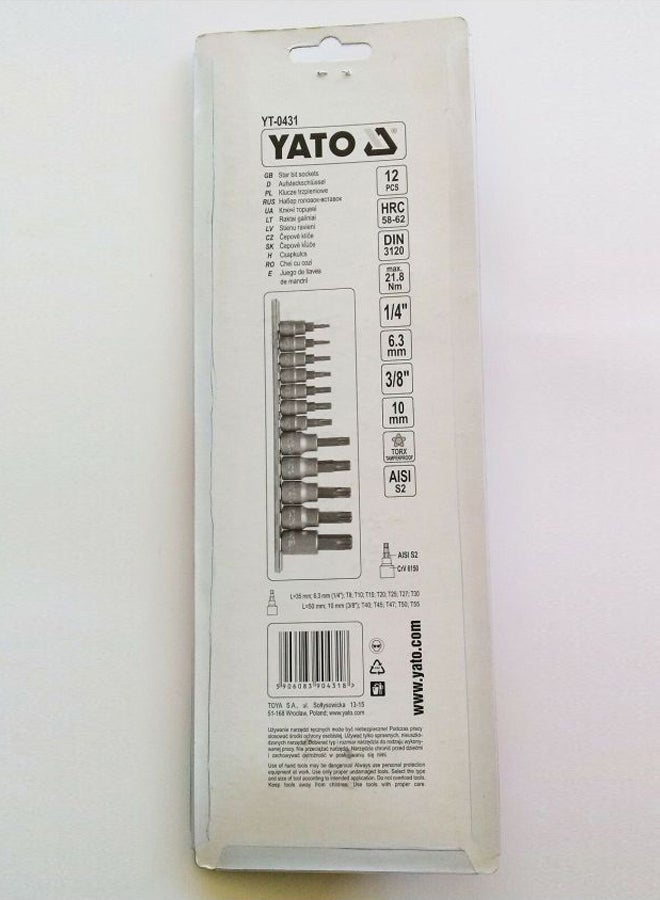 Yato - 12-Piece Bit Socket Silver 427grams - Image 1