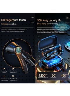 Lenovo QT81 TWS Bluetooth In-Ear Earbuds With Charging Case Black/Blue/Silver  - Image 3