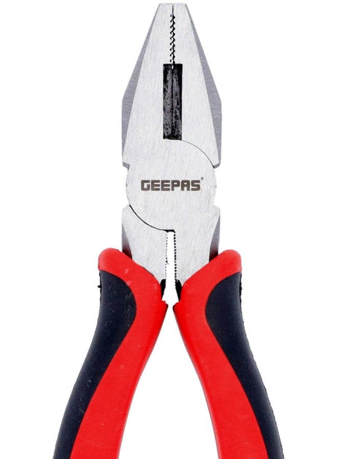 GEEPAS 8" Combination Pliers | Durable Carbon Steel | Wire Stripper Crimper Cutter Pliers Winding Function | Steel Body and Dual Material Anti-Slip Handles | Ideal Electricians, Mechanics, DIYers & More Red/Silver/Black  - Image 2