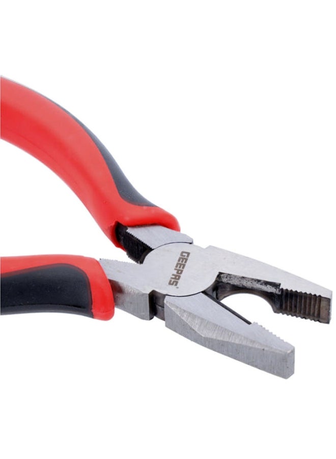 GEEPAS 8" Combination Pliers | Durable Carbon Steel | Wire Stripper Crimper Cutter Pliers Winding Function | Steel Body and Dual Material Anti-Slip Handles | Ideal Electricians, Mechanics, DIYers & More Red/Silver/Black  - Image 4