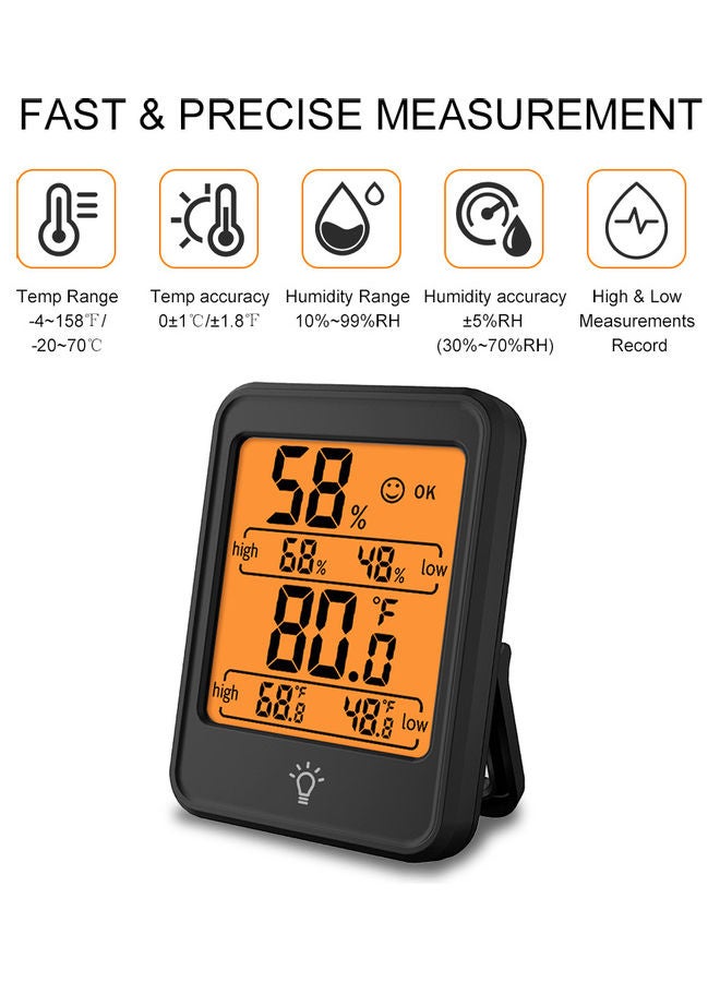 KKmoon - LED Indoor Temperature And Humidity Monitor Black - Image 1