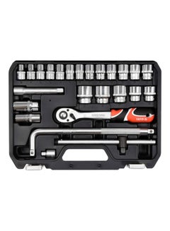 25-Piece Socket Set Black/Silver/Red 0.5inch