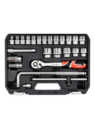 25-Piece Socket Set Black/Silver/Red 0.5inch - v1624122394/N23576162A_1