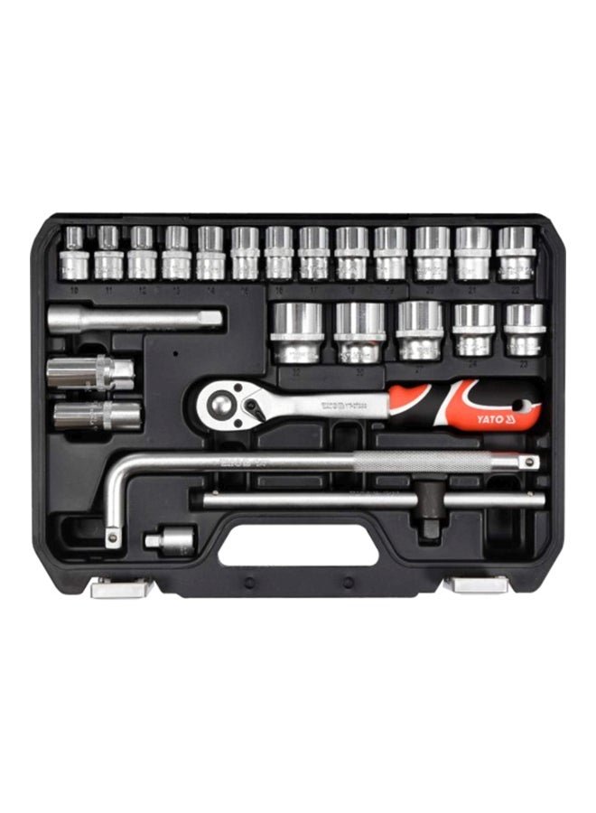 Yato - 25-Piece Socket Set Black/Silver/Red 0.5inch - Image 1