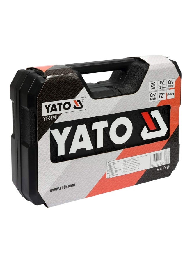Yato - 25-Piece Socket Set Black/Silver/Red 0.5inch - Image 1