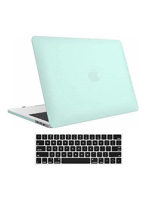 Protective Plastic Matte Hard Case with Keyboard Cover for Apple MacBook Pro A2189, A2159, A1706, A1708 Green/Black