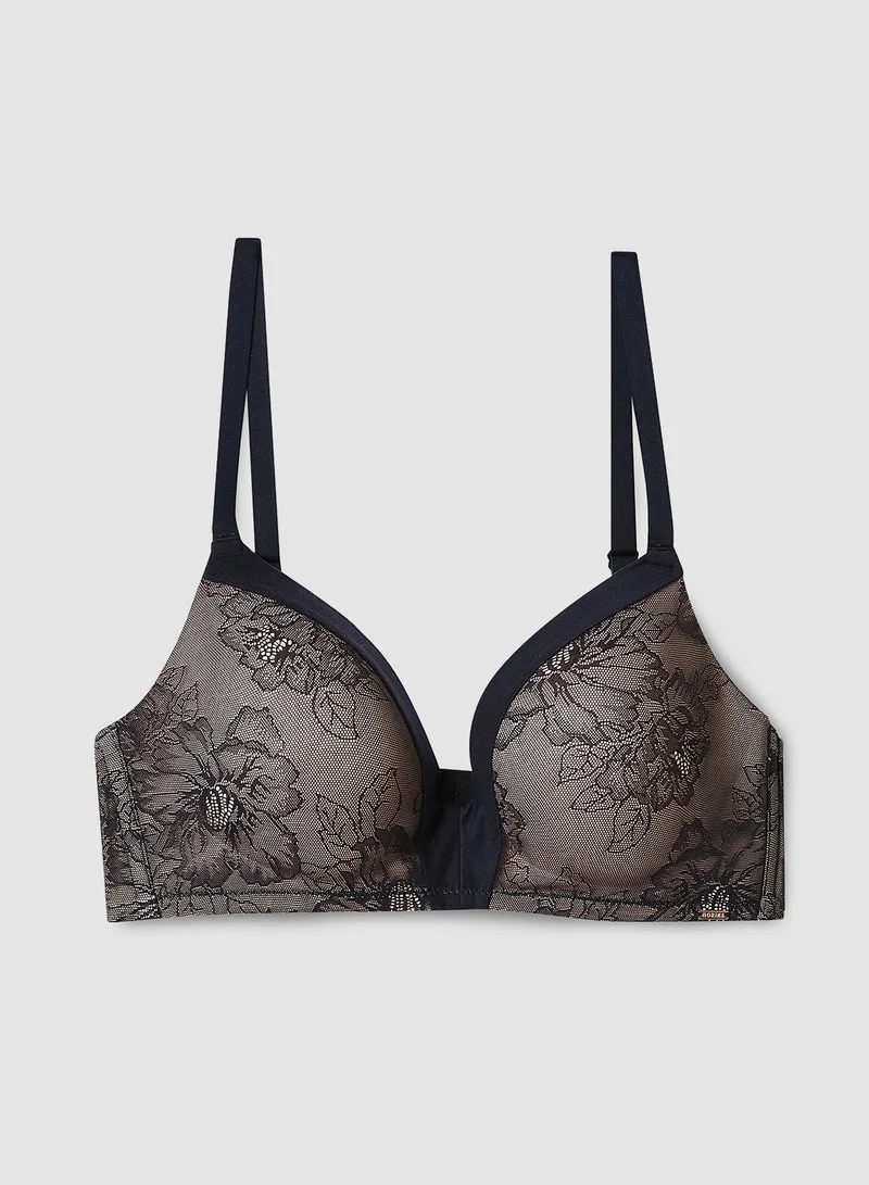 Dorina Padded Floral Bra Black