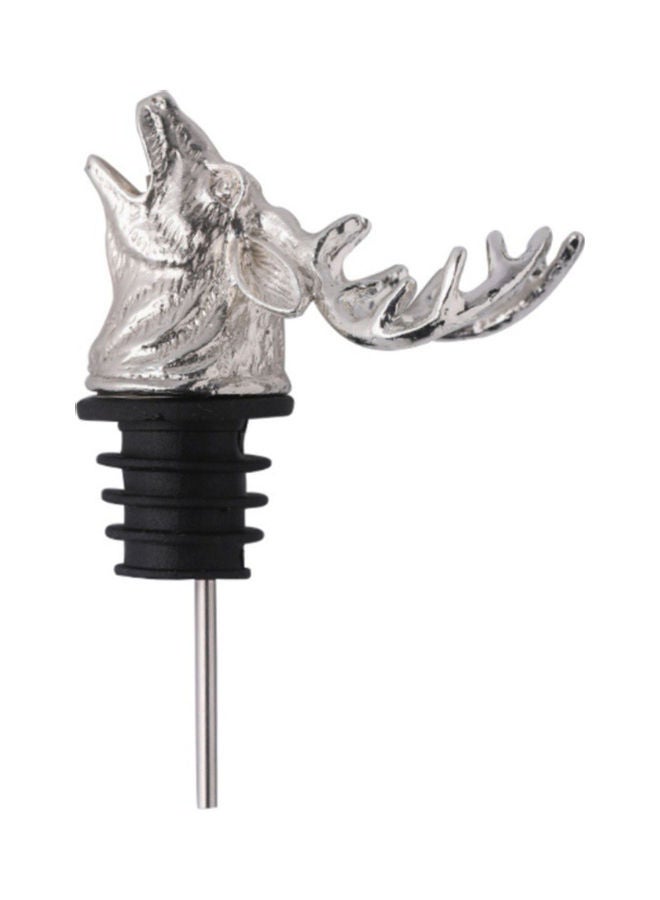 Retro Deer Shape Zinc Alloy Bottle Pourer Silver/Black