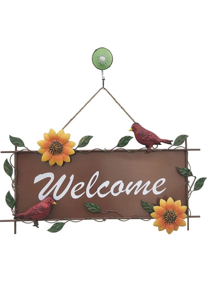 Handmade Retro Sunflower Welcome Sign Hanging Board Multicolour - Image 1