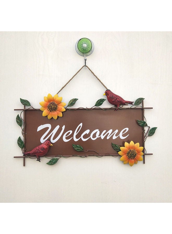 Handmade Retro Sunflower Welcome Sign Hanging Board Multicolour - Image 2