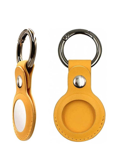 Protective Leather case cover for Apple AirTag with smart key ring Orange
