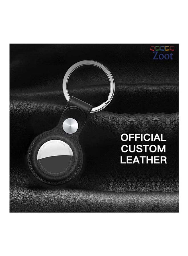 Zoot - Protective Leather case cover for Apple AirTag with smart key ring Black - Image 1