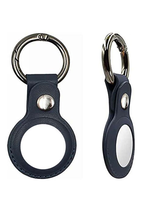 Protective Leather case cover for Apple AirTag with smart key ring Deep Navy Deep Navy