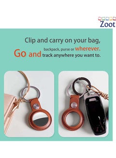 Zoot Protective Leather case cover for Apple AirTag with smart key ring Saddle Brown  - Image 4