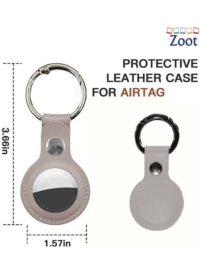 Zoot - Protective Leather case cover for Apple AirTag with smart key ring Grey - Image 1