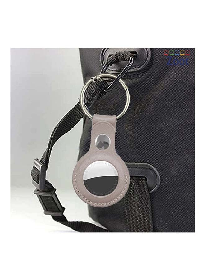 Zoot - Protective Leather case cover for Apple AirTag with smart key ring Grey - Image 1