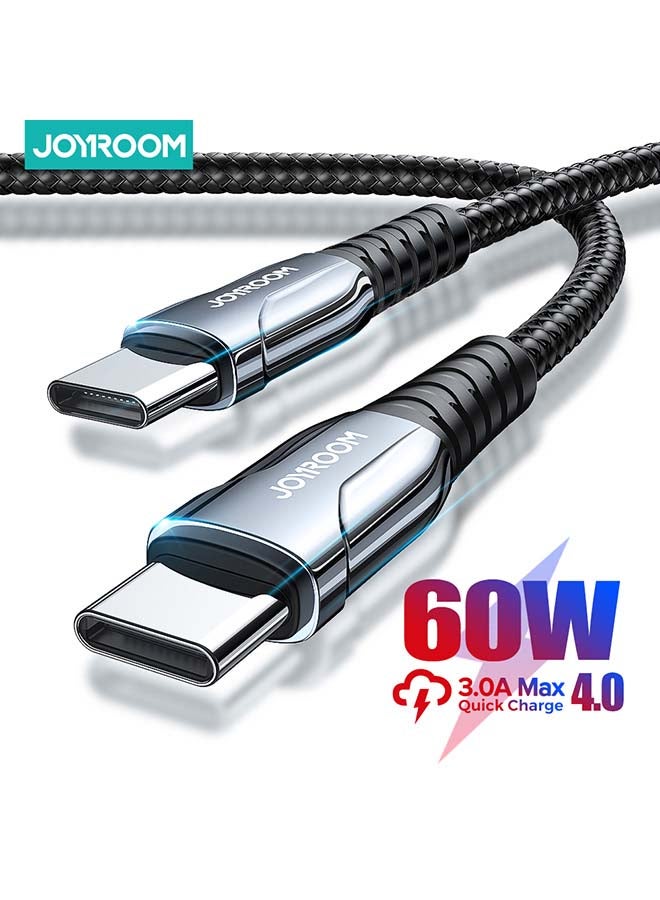 جوي روم كابل شحن سريع من Type C إلي Type C بقدرة 60 وات أسود - Image 2
