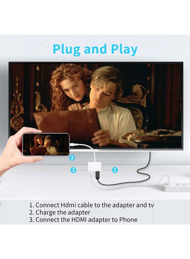 2 in 1 Lighting to Digital AV Adapter HDTV Connector Cable White