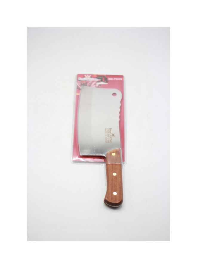 Stainless Steel Cleaver Knife Silver/Brown  - Image 1