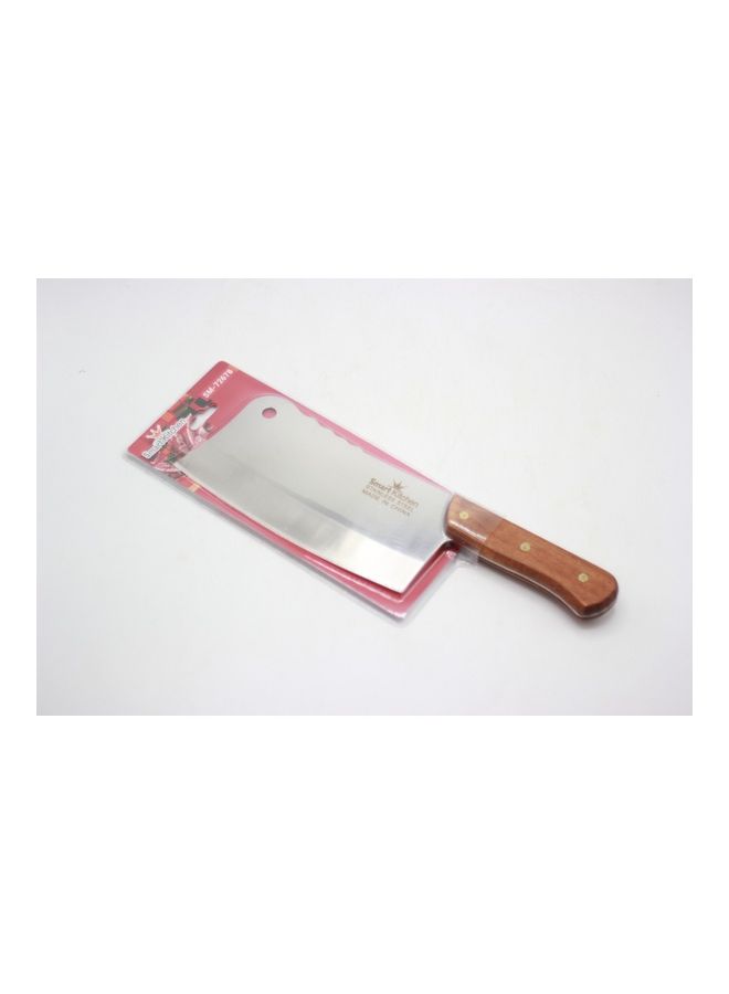 Stainless Steel Cleaver Knife Silver/Brown  - Image 2