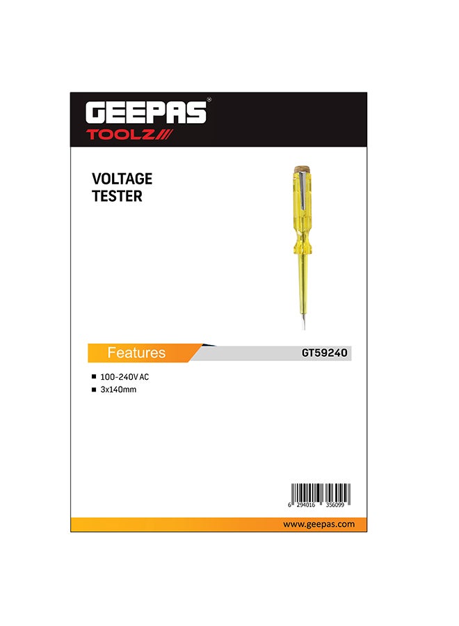 Voltage Tester 3x140mm - All Purpose Voltage Tester Screwdriver | Professional Mains Domestic Terminal Circuit Socket Power Test Screw Driver Pen | Safety Insulated Handle & Pocket Clip Yellow 3x140mm