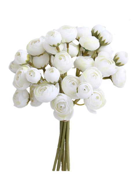 Vibrant Roses Bloom Artificial Flowers White/Green