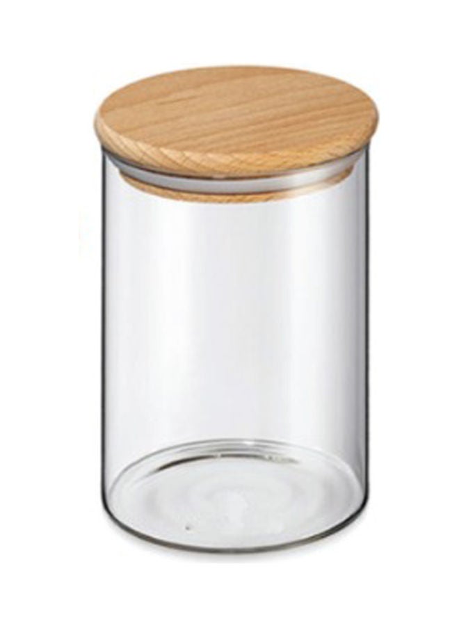 BLACKSTONE Glass Jar Canister with Wooden Lid Clear/Brown 750ml 