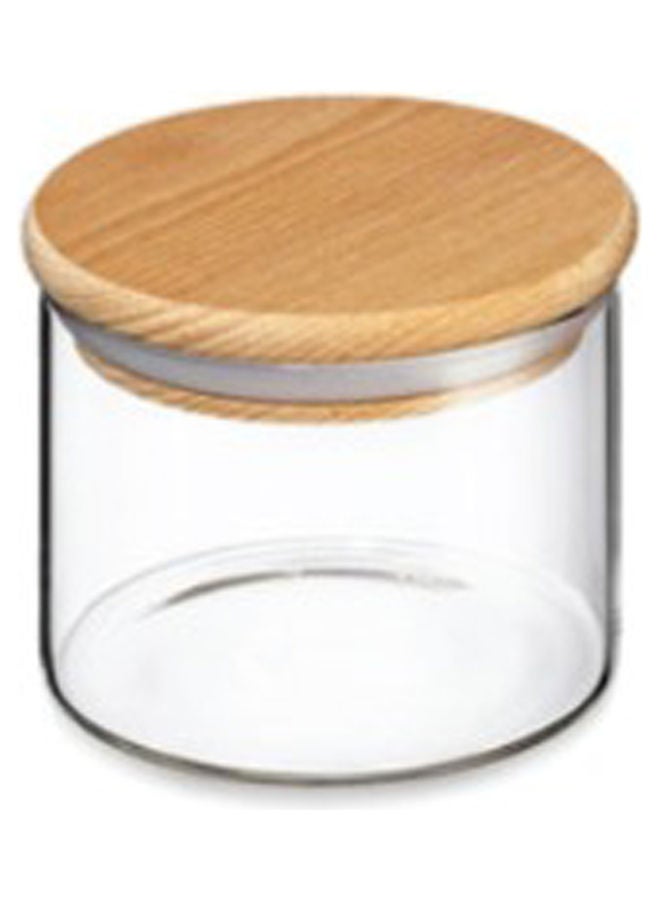 BLACKSTONE Glass Jar Canister with Wooden Lid Clear/Brown 450ml 