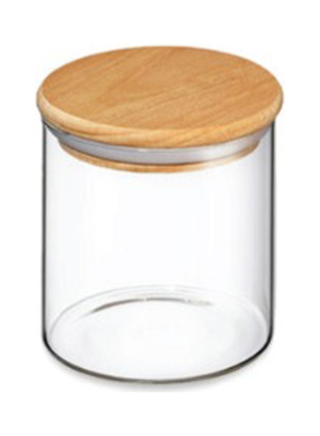 BLACKSTONE Glass Jar Canister with Wooden Lid Clear/Brown 550ml 