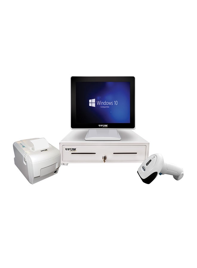Oscar Parker 5 15 Inch POS System, Core i5 4th Gen/4GB RAM/128GB SSD With Thermal Receipt Printer And Cash Register Drawer White - Image 1