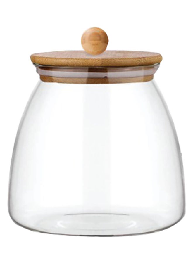 BLACKSTONE Glass Jar Canister with Wooden Lid Clear/Brown 500ml 