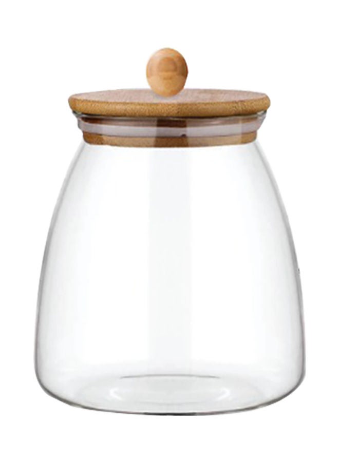 BLACKSTONE Glass Jar Canister with Wooden Lid Clear/Brown 800ml 