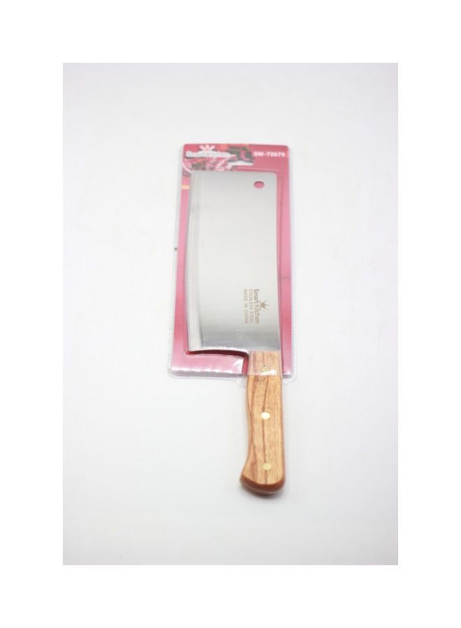 Stainless Steel Cleaver Knife Silver/Brown  - Image 1