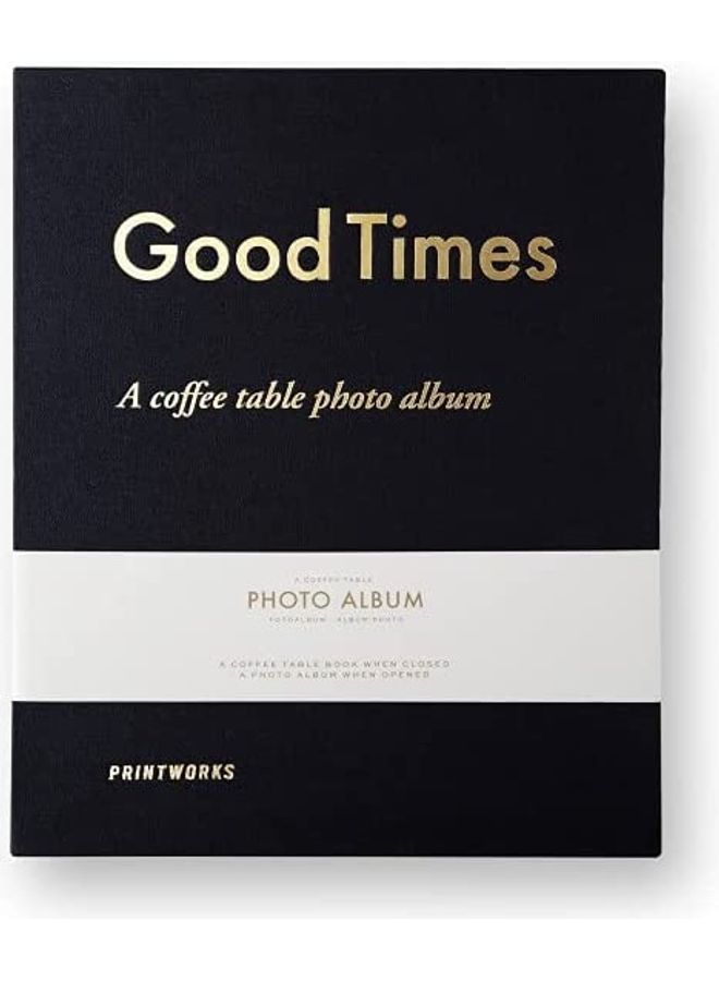 برنت ووركس "ألبوم صور بتصميم طاولة قهوة بعبارة "Good Times" أسود/ذهبي  - Image 1