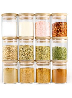 Generic 12-Piece Glass Jars with Wooden Lid Clear/Brown 12 x 200ml  - Image 1