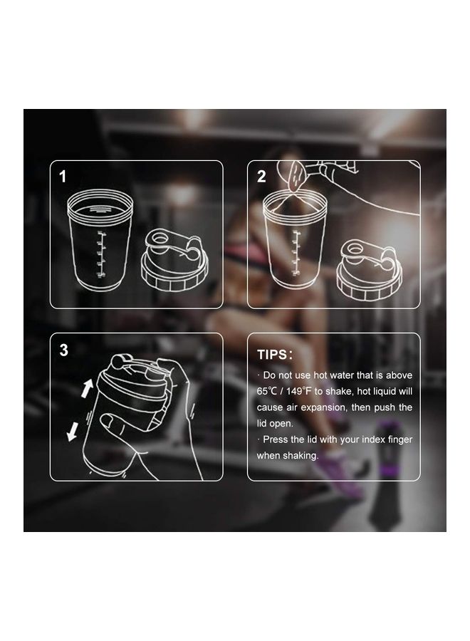 Protein Shaker Sports Water Bottle With Non Slip 3 Layer Twist Off 3oz Cups With Pill Tray, Leak Proof Shake Bottle Mixer and Protein Powder Shake Cup With Storage 0.5kg