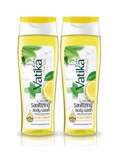 2-Piece Vatika Sanitizing Body Wash with Pine Oil and Olive Yellow 850ml