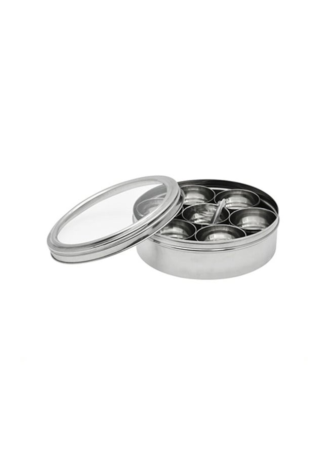 RAJ - Spice Container Box With Spoon Silver 20cm - Image 1