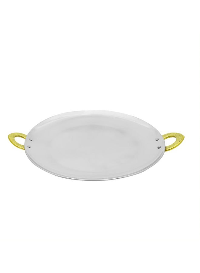 RAJ - Serving Platter With Double Handle Silver/Gold 27.5cm - Image 1